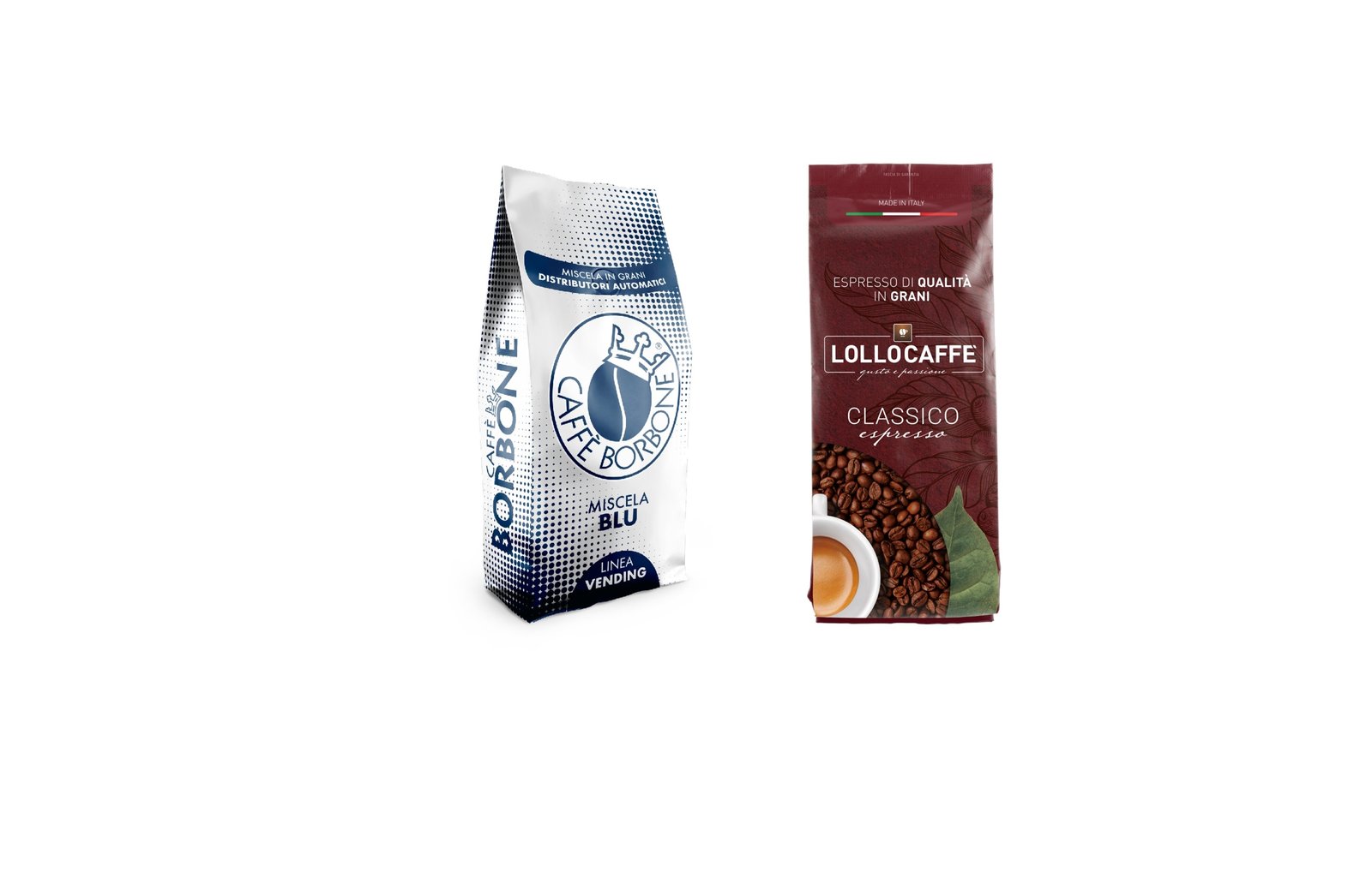 Caffè Borbone на зърна VENDING LINE BLU, + Lollo Caffé кафе на зърна CLASSICO, 2kg