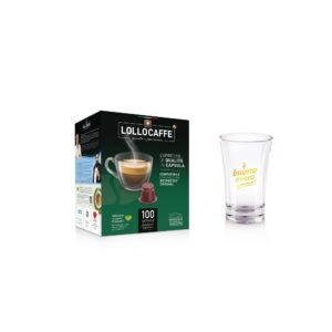 200бр. LolloCaffè капсули Nespresso® ARGENTO + подарък Стъклена чашка “Lollo”